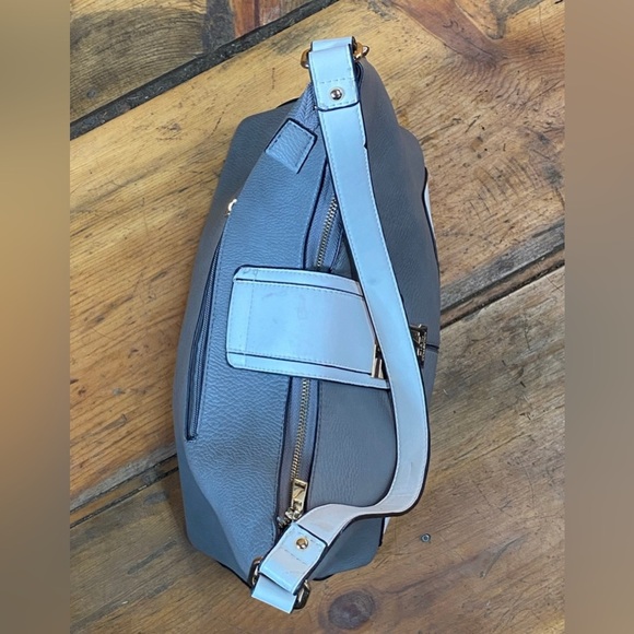 Mia K. Collection Shoulder Bag Gray White Faux Leather Tote Purse - Picture 2 of 8